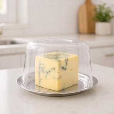 Imagem de Porta Queijo com Tampa Transparente e Base Inox para Mesa - Dolce Home