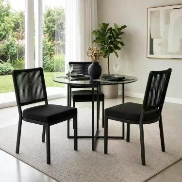 Imagem de Kit 3 Cadeiras para mesa Modernas em Alumínio para Varanda Área Gourme