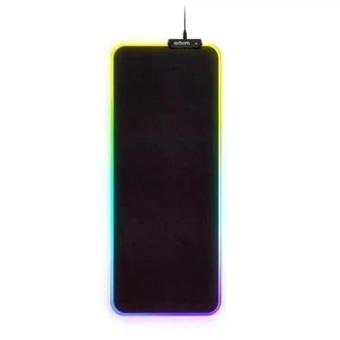 Imagem de Mousepad Gamer Exbom MP-LED3080 com Iluminação RGB 3 Modos, Base Emborrachada Antiderrapante 80CM X 30CM Preto