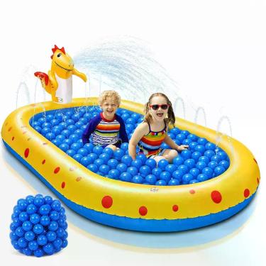 Imagem de Piscina Dinossauro 50 Bolinhas Inflável Playground Chafariz Infantil -