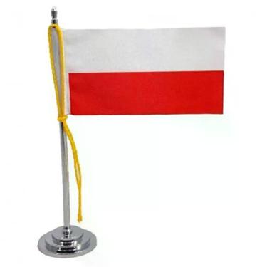 Imagem de Mini Bandeira De Mesa Da Polônia 15 Cm Poliéster
