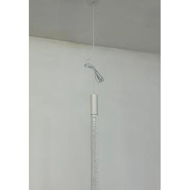 Imagem de Luminária Pendente de LED Tubo Elegante e Moderna em Alumínio, 3000K, 5-7W Bivolt (Tubo Branco com Acrílico Bolhas)