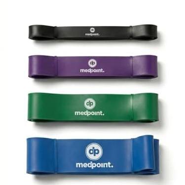 Imagem de Kit 4 Faixa Elastica Exercicio Super Band 4 Intensidades Leve Media Forte Extra Forte Funcional Pilates Grossa