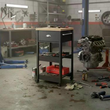 Imagem de Carrinho de Ferramentas com Rodizios e 1 Gaveta 44cm Móvel na Caixa - 