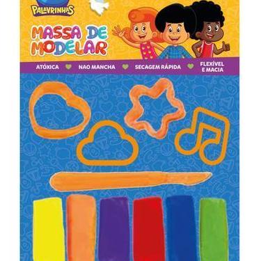 Imagem de Massa de modelar 6 cores 4 moldes 1 faquinha - 3 palavrinhas