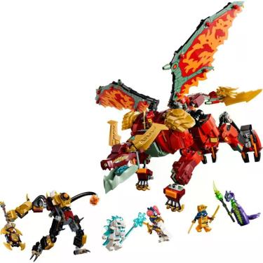 Imagem de Brinquedo de Ação Lego 71868 Dragão Mecânico Transformável 2 em 1 com Minifiguras Vermelho 821 Peças