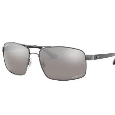 Imagem de Ray-Ban Óculos de sol masculinos RB3604ch Chromance Square, Metálico/Cinza Polarizado Espelhado Prata, 62 mm