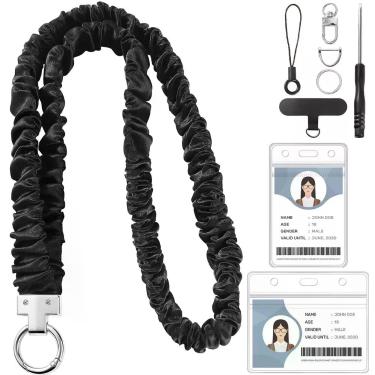 Imagem de Cordão Prudiut Scrunchie Preto com Porta-Cartões