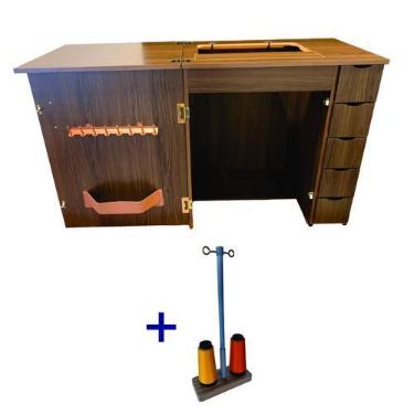 Imagem de Gabinete Luxo Com 5 Gavetas Para Máquina De Costura Antiga - Star Cost