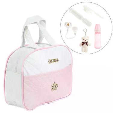 Imagem de Bolsa Maternidade com 06 Acessórios Rosa Personalizada Mães - Love