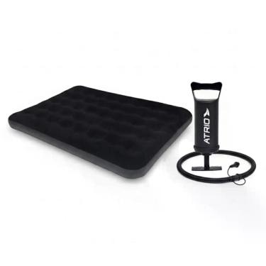 Imagem de Kit Colchão Inflável Casal Deluxe Comfort Preto + Bomba de Ar Manual A