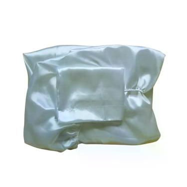 Imagem de Jogo De Cama Cetim Solteiro 2 Peças Lençol Elástico + Fronha Antifrizz 2 Abas Branco