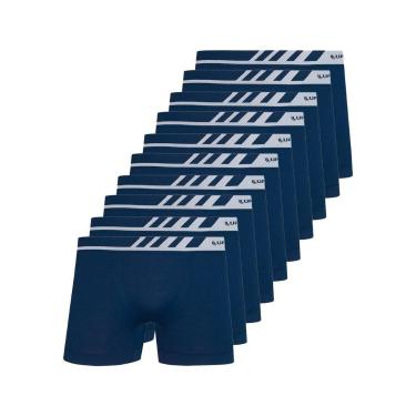 Imagem de Kit com 10 Cuecas Boxer Lupo 671-002, Azul marinho, GG