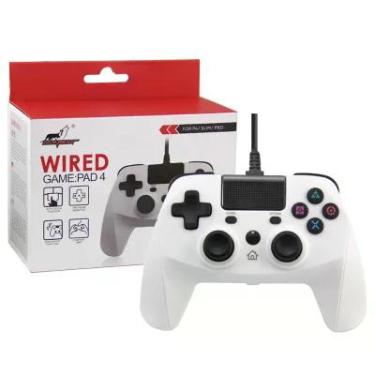 Imagem de Controle Usb Com Fio Para Playstation 4 Ps3 Computador Branco