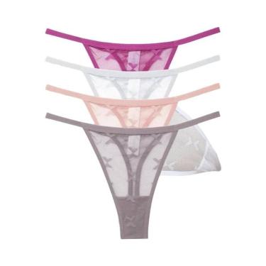 Imagem de Conjunto De Tanga Sexy Em Renda Para Mulheres 4PCS, G String Transpare