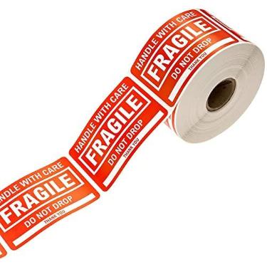 Imagem de Adesivos frágeis de 5 cm x 7,6 cm com etiqueta de envio/embalagem de cuidado