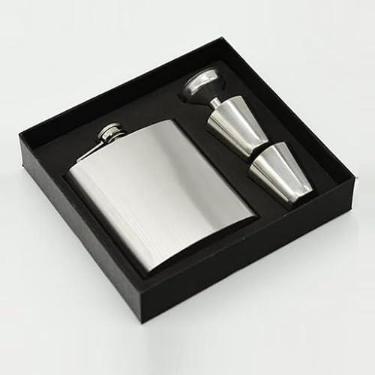 Imagem de Cantil de Bolso com Copos e Funil em Aço Inox