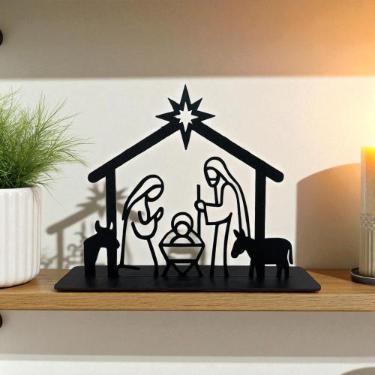 Imagem de Presépio de Natal Geométrico MDF Preto Decorativo - DecorArt Home