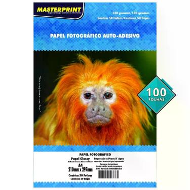 Imagem de Papel Fotográfico Glossy Adesivo 130g A4 Branco Brilhante Masterprint 