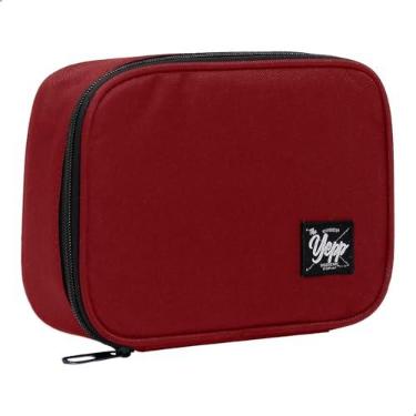 Imagem de Estojo Box Escolar Grande Porta Lapis Nylon 100 Pens 22x16x6cm Laterais Estruturadas Forrado Yepp EST12041 (Vermelho)