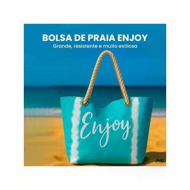Imagem de Kit Praia Completo Bolsa + Necessaire + Manta Estampa Enjoy - Compra R