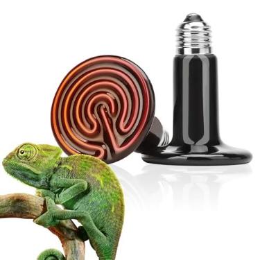 Imagem de Lâmpada de calor infravermelho MD Lighting (pacote com 2), emissores de calor de cerâmica de 200 W, lâmpada IR para animais de estimação, para répteis como lagarto, tartaruga, etc., sem luz, preta