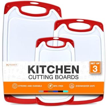 Imagem de Tábuas de corte para cozinha – Tábua de cortar sem BPA – Diferentes tamanhos e alças antiderrapantes – Conjunto de tábuas de corte grande reversível – Presentes exclusivos para cozinheiros que têm