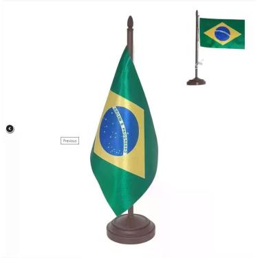 Imagem de Bandeira de Mesa Brasil 14x21 cm com Pedestal Decorativo para Festas -