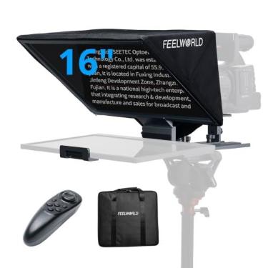 Imagem de FEELWORLD TP16 Teleprompter dobrável de 16 polegadas para tablet de até 16 polegadas Horizontal Vertical Prompt para transmissão ao vivo, entrevista, discurso, ensino online, vlogger com aplicativo de