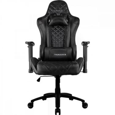 Imagem de Cadeira Gamer TGC12 Thunderx3 em Poliuretano com Encosto Reclinável 135° e Mecanismo de Balanço Preto