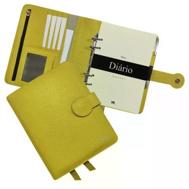 Imagem de Agenda Meu Diário Couro 159-R Personalizada Raffai Couros, Amarelo