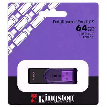 Imagem de Pendrive Kingston Datatraveler Exodia S USB 3.2 Alta Velocidade Roxo 64GB