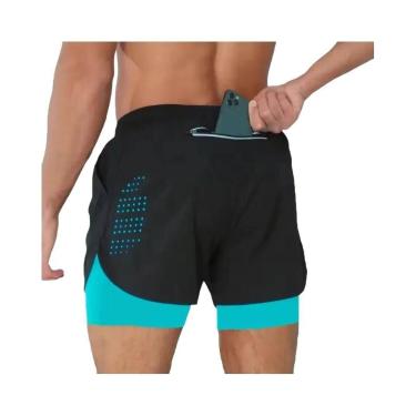 Imagem de Shorts De Treino Masculinos 2 Em 1 De Secagem Rápida Para Corrida E Fi