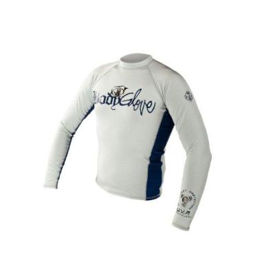 Imagem de Body Glove Camisa Rash Guard de Lycra de Braço Longo Deluxe (Prata/Azul Marinho, PP)