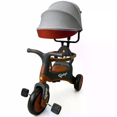 Imagem de Triciclo Infantl Vintage com Empurrador - Cinza UNITOYS