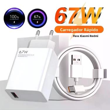 Imagem de Cabo Carregador Ultra Rápido De 67W Para Xiaomi Redmi Note POCO Tipo C