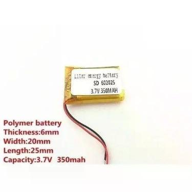 Imagem de Bateria C/ 3,7v 350mah 6mm X 20mm X 25mm 2 Fios 602025 - KMIG