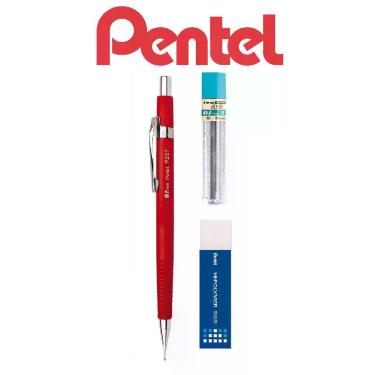 Imagem de Lapiseira Tecnica Pentel 0,7mm P-207 Sharp Vermelho + Itens