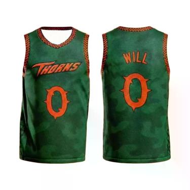 Imagem de Conjunto De Camiseta De Basquete Verde Camo Vineland Thorns GOAT Movie