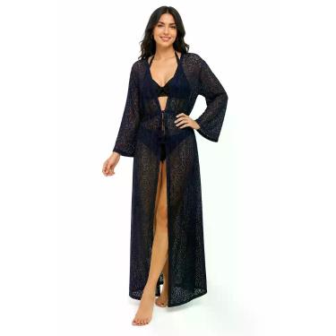 Imagem de Saída De Praia/ Kimono Longo Em Renda De Arrastão Regulagem - Corpo Do