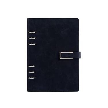 Imagem de Fivela magnética Capa dura A5 Caderno de couro Bloco de notas Pasta de argolas Planejador Agenda Livro de notas de negócios Papelaria, U, k, preto, A5