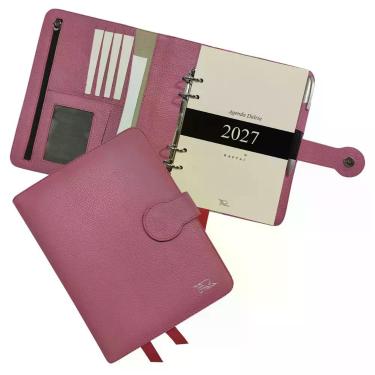 Imagem de Agenda Diária Couro 2027 125-R Personalizada Raffai Couros, Rosa Pink