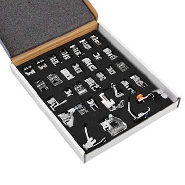 Imagem de ckpsms Marca -32 peças #KP-19018 Conjunto de calcador de máquina de costura doméstica compatível com/substituição para máquinas de costura de haste baixa da marca Brother, Babylock, marca Singer,
