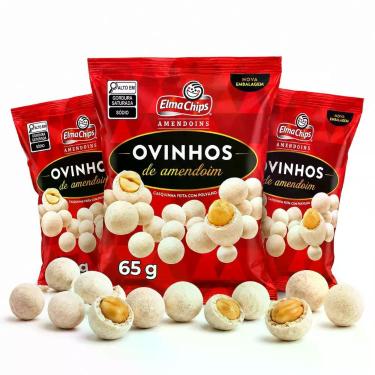 Imagem de kit 10 Ovinhos De Amendoim 65g Elma Chips pacote pequeno, 10 unidades