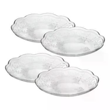 Imagem de Conjunto 4 Pratos Sobremesa 20cm Cristal New Butterfly Lyor, Cristal