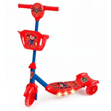 Imagem de Patinete Heroi Aranha Infantil 3 Rodas e Luz LED - Vermelha IMPORTUDO