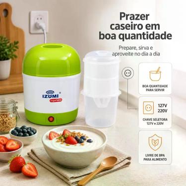Imagem de Iogurteira Elétrica Verde+Dessorador Iogurte Natural Grego - Izumi