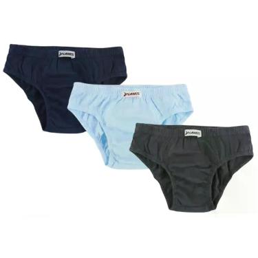 Imagem de Kit 3 Cuecas básicas Slip Infantil em Algodão - Nawes For Kids, 2 azul