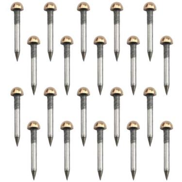 Imagem de ZZHXSM 20 peças de latão dourado cabeça redonda brilhante unhas bolha 6 mm pregos decorativos antigos tambor unhas de sofá unhas de hemisfério sólido para fixação de produtos de papel em quadros de