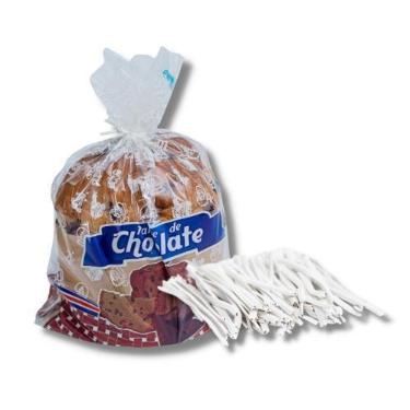 Imagem de 100 un de saco plastico p/ chocotone 500g + 100 un de fechos - TAMAROZ